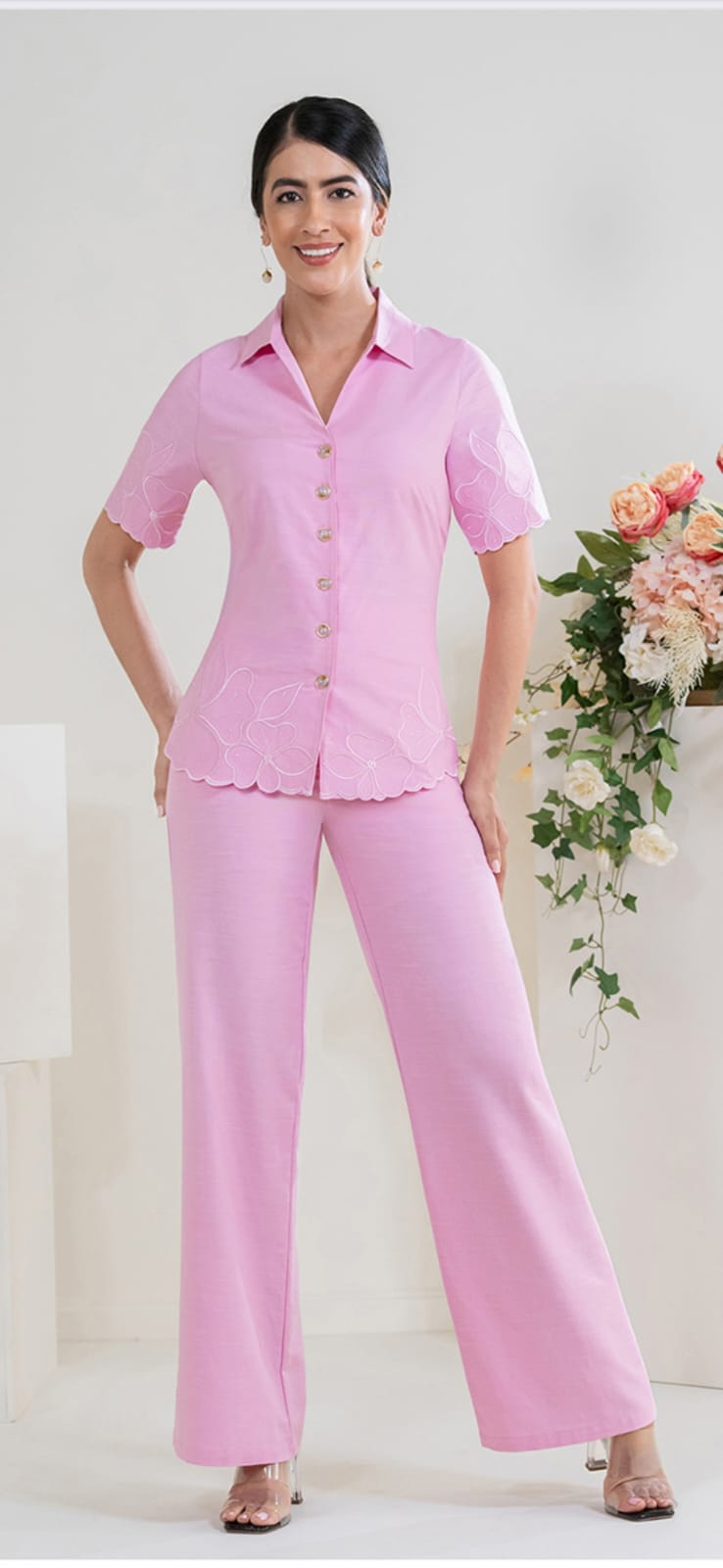 Conjunto en Lino Bordado